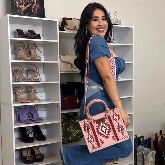 Wrangler Geometric Pink and Red Tote - Picture 2 of 2